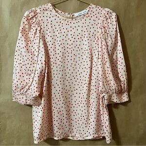 Samsoe Samsoe | Celestina Blouse Aop Pearl Drops Puff Sleeve Popover Top Size XS